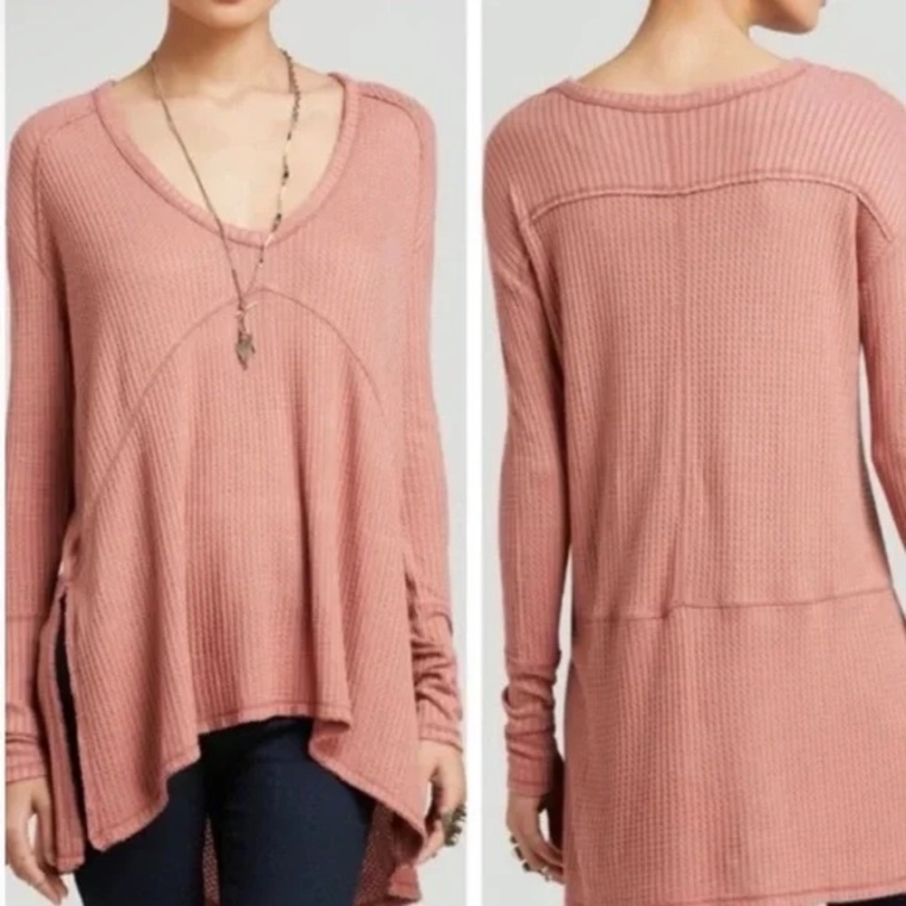 Free People Sunset Park Drippy Thermal Waffle Knit Top